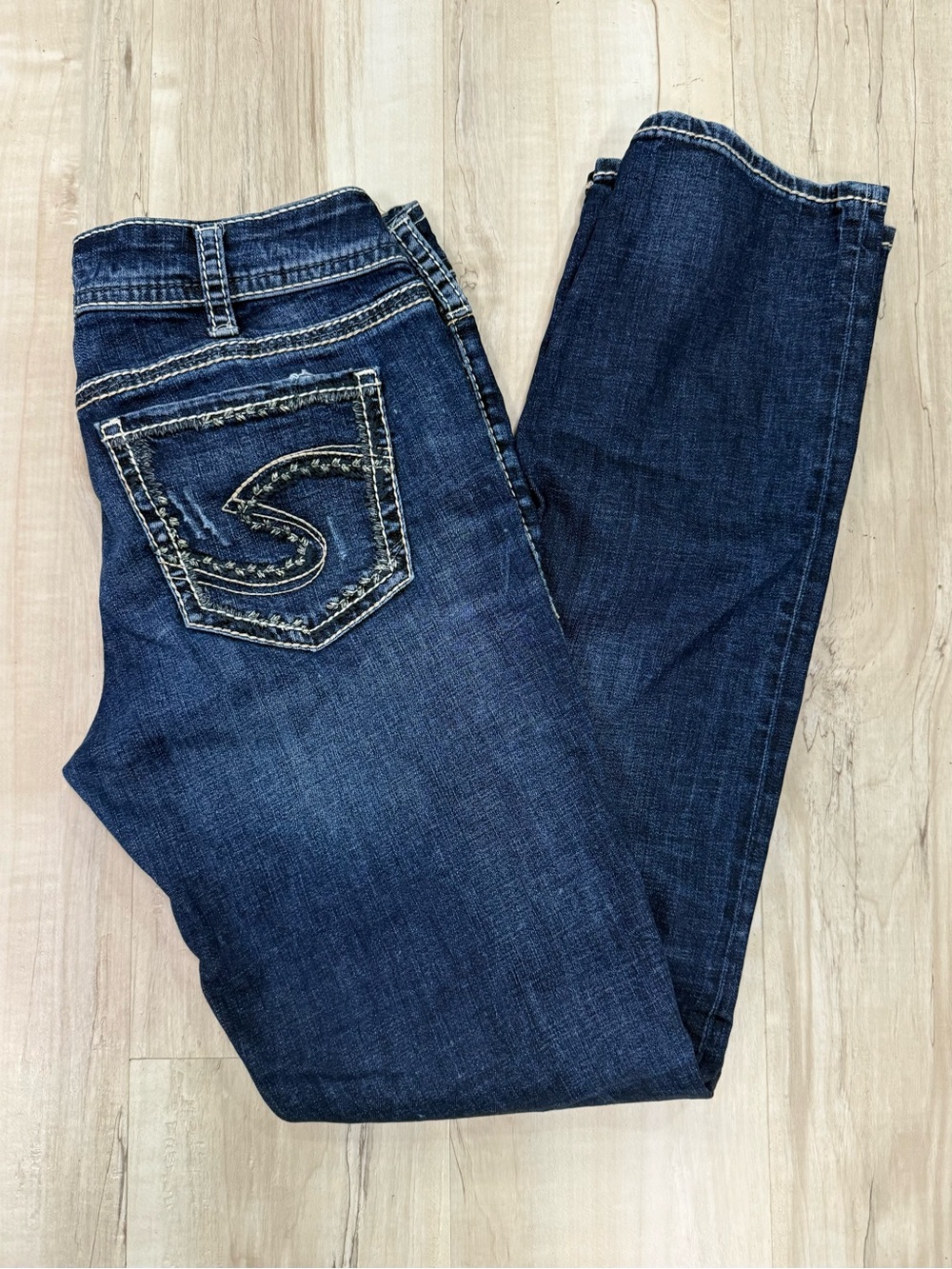 Silver Jeans Co. Suki. Straight Leg Jeans Blue Waist W31/L34